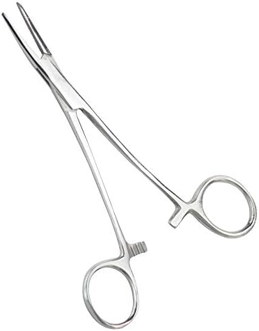 Pets ears/nose hair Puller Straight & Curved full serrated, stainless steel Home Hemostat Locking Forceps, Professional pet grooming tool for cats & dogs 2pcs set