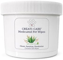 Creati Care Dog Ear Cleaner Wipes -Medicated Chlorhexidine Ketoconazole-Optic Cleanser for Dogs to Stop Ear Itching, and Infections and Controlling Ear Odor in Pets - 100 Wipes