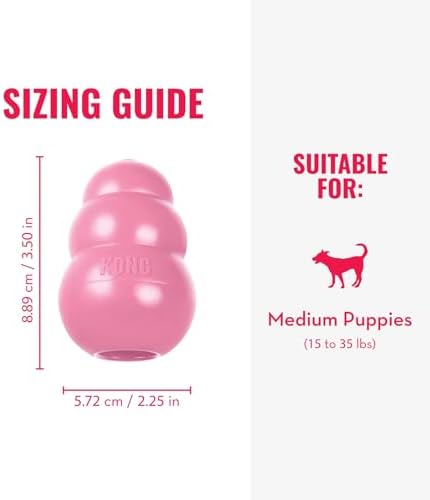 KONG - Puppy Toy Natural Teething Rubber - Fun to Chew, Chase and Fetch - for Medium Puppies - Pink (Pack of 2)