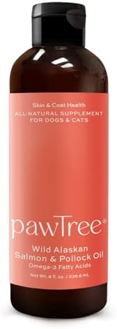 pawTree Salmon Oil-Dog and Cat Fish Oil Supplement-Ideal for Excessive Shedding Control, Seasonal Allergies, Itch Relief, Dry, Irritated Skin. with Heart-Healthy Omega-3 & Omega-6 Fatty Acids.