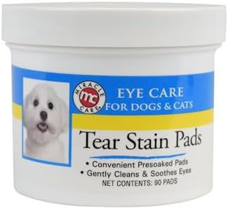 Miracle Care Tear Stain Pads for Dogs and Cats, 90 Pre-Soaked Wipes