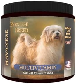 Havanese Multivitamins, 90 Count, Made in the USA with Real Bacon.