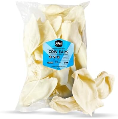 Sitka Farms Whole Cow Ears for Dogs, Beef Dog Chews and Treats, 25 Count