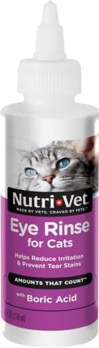 Nutri-Vet Cat Eye Wash, Tear Stain Remover for Cats, Pet Eye Rinse, 4oz