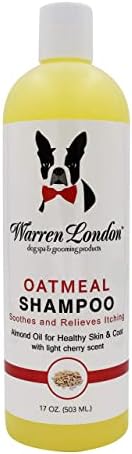 Warren London Oatmeal Dog Shampoo - Soothing Relief for Itchy, Flaky, Dry, & Sensitive Skin - Infused with Vitamins & Neem Oil - Stops Scratching - Made in USA - 17 oz