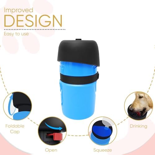 Portable Dog Water Bottle Dispenser, 21OZ / 600ML Large Dog Travel Water Bottle Squeeze Pet for Walking On The Go, Dog Hiking Accessories for Outdoor Walking, Hiking, Travel