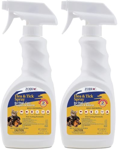 Zodiac Flea & Tick Spray for Dogs, Cats, Puppies & Kittens 16 Fluid Ounces (Pack of 2)
