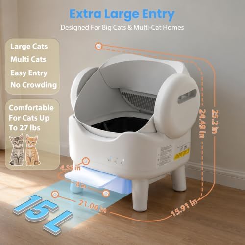RPZ Automatic Litter Box Self Cleaning, Open-Top Smart Cat Litter Box