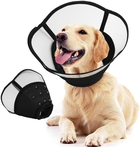 Allroaring Dog Cone Alternative, Soft Dog Cones for Large Dogs, Black L