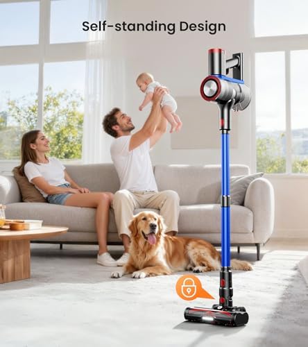 NADALY Cordless Vacuum Cleaner, 550W 45Kpa 65Mins Vacuum Cleaners for Home, Stick Vacuum with LED Display, Anti-Tangle, Self-Standing, 8-in-1 Lightweight Vacuum for Hardwood Floor/Carpet/Pet Hair