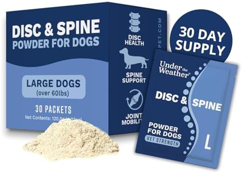Under the Weather Disc & Spine Health Powder for Dogs | Spinal Disc Support | Vet Formulated Dog Joint Supplement for Long-Backed Breeds | IVDD Dog Supplies | Chicken Flavor Packets - 30 Day Supply L