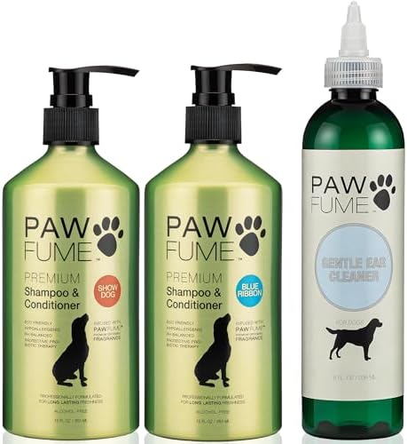Pawfume Dog Shampoo and Conditioner (Show Dog) + Dog Shampoo and Conditioner (Blue Ribbon) + Ear Cleaner for Dogs