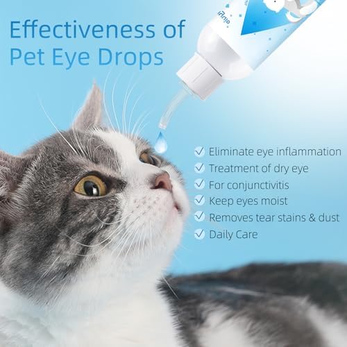 Eye Drops for Dogs and Cats,Soothe Eye Infections, Allergies,Relieves Dry & Red Eyes,Gentle Tear Stain Remover & Eye Wash Solution,Safe Formula for All Animals 4.06oz