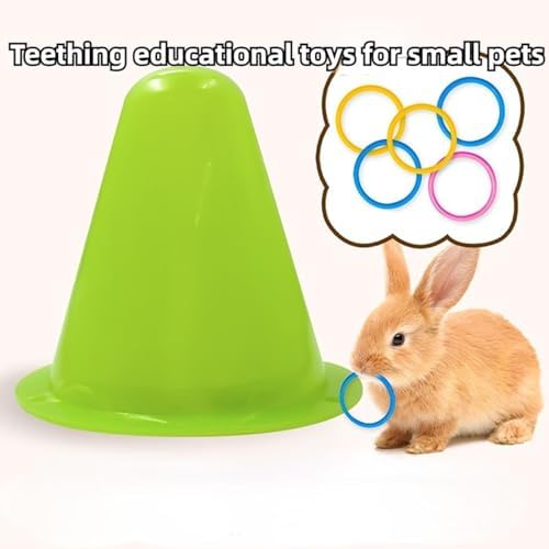 Rabbit Training Ring Toy, Rabbit Interactive Toy, Bunny Educational Toys with 5 Rings, Stacking Color Rings Random Color (Yellow)