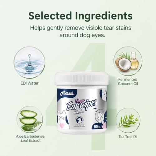 Pet Finger Wipes, Gentle Dog Eye Wipes for Tear Stains, 50 Count