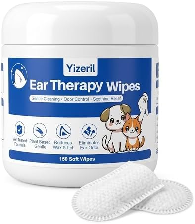 Dog Ear Finger Wipes, 150 Count, Alcohol-Free Ear Cleaner