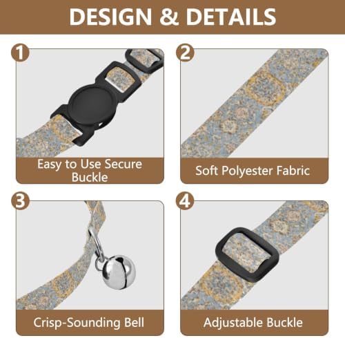 2 Pack Pet Collars Vintage Lotus Mandala Tiles Cat Collars with Bell, Adjustable Length 10.6" to 17.1"