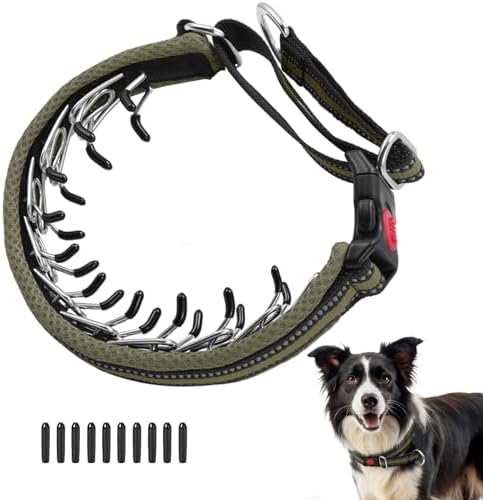 Martingale No Pull Dog Collar for Large Medium Small Dogs, Heavy Duty Nylon Adjustable Reflective Anti Pull Slip Collar with Buckle for Training Walking Hunting S Army Green
