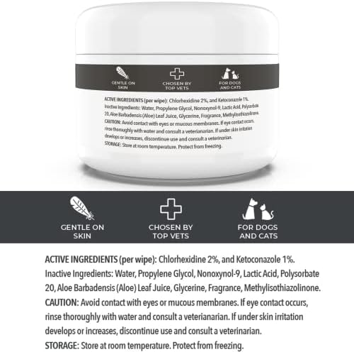 Smiling Paws Pets Comprehensive Pet Care Bundle: Tris Flush Dog & Cat Ear Cleaner Solution with Advanced Cat & Dog Skin Treatment Wipes