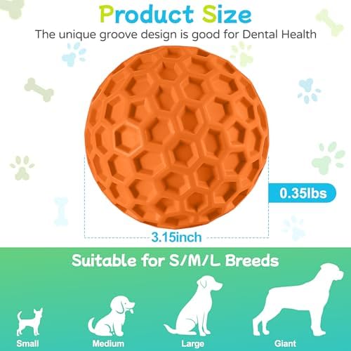 havit Indestructible Squeaky Dog Balls for Aggressive Chewers, Interactive Dog Toys to Keep Them Busy, Rubber Dog Chew Toy for Large Medium Breeds, Outdoor Waterproof (3 Colors)