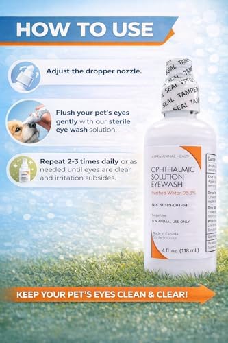 Dog Eye Wash – Sterile Pet Eye Cleaner for Dogs & Cats – Soothes Irritation, Removes Debris & Tear Stains – Gentle Ophthalmic Solution – 4 fl oz