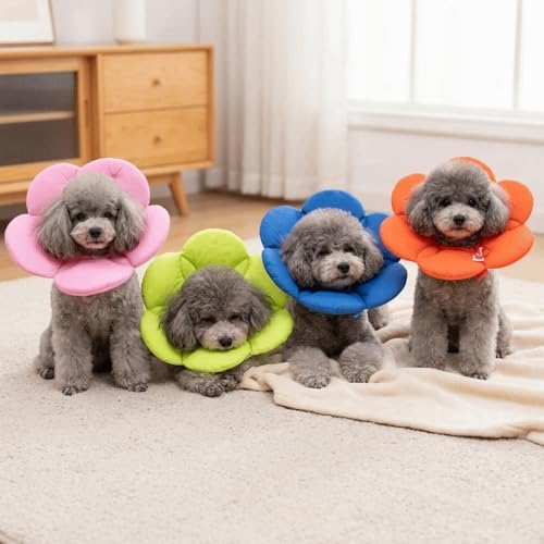 Soft Cloth Dog Recovery Collar, Adjustable Hook and Loop Pet Cone E-Collar, Post Surgery Protective Neck Cone for Small Medium Dogs & Cats(L,Blue)