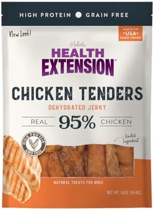Health Extension Grain-Free Chicken Tenders Dog Treats, 16oz (454g) – Natural, Crispy Gourmet Training Treats for Adult Dogs and Puppies