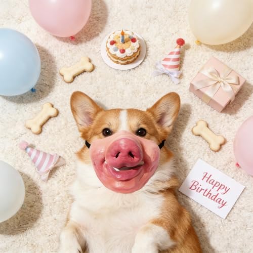 MATIHAY Funny Dog Mask for Medium Dogs, Latex Pet Face Costume for Puppy Dress Up Holiday Party Photo Props (Pig Nose)