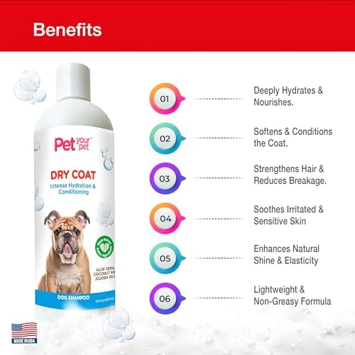 Natural Dog Shampoo for Dry Coats, 16 Fl Oz