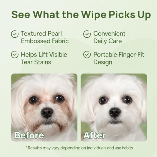 Pet Finger Wipes, Gentle Dog Eye Wipes for Tear Stains, 50 Count