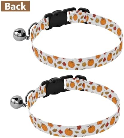 Pumpkin Sunflower Autumn White Collar for Cats, 2 Pack Kitten Collar with Bell
