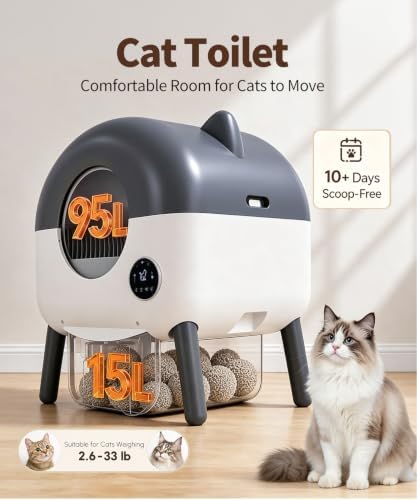 Automatic Self Cleaning Litter Box, MeowWhimsy Large Smart Robot Litter Box