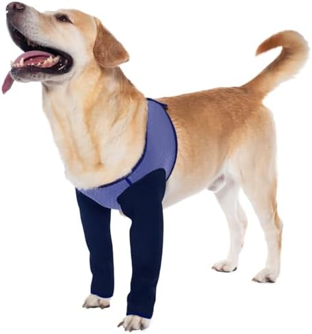 Coodeo Dog Recovery Sleeves, Cone Collar Alternative, Abrasion Resistant Dog Recovery Suit, Washable 2.5mm Thick and Waterproof, Pet Wounds Prevent Licking, Biting (Purple, M)