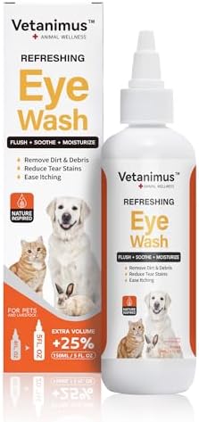 Eye Wash 150ml/5 fl.oz for Dogs, Cats, and Livestock Flush Soothe and Moisturize Reduces Tear Staining
