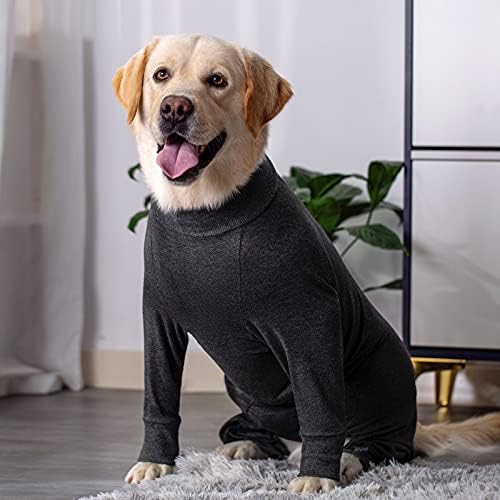Dog Surgery Recovery Suit Female Male for Dogs After Surgery Medium Large Dogs Onesie Dog Pajamas Pjs Clothes (Pure Grey, 34 (Chest 35.04 in | Backlength 23.62 in))