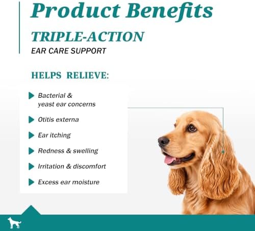 Dog Ear Infection Relief for Dogs, Helps Soothe Itching, Redness & Irritation, Supports Dogs with Otitis Externa & Yeast-Related Ear Discomfort, Promotes Healthy Ear Condition, 1.01 fl oz (30 mL)