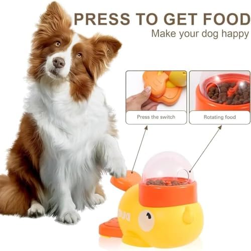 Cat Treat Slot Machine, Duck Cat Treat Dispenser, Pet Dog Slow Puzzle Feeder, for Dogs & Cats, Interactive Slow Feeder Toy (Yellow+Pink)