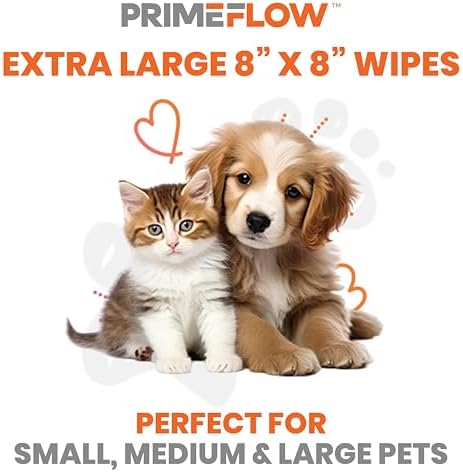 Pet Wipes for Dogs & Cats 100% Bamboo Grooming Wipes, 100 Count | Alcohol-Free, Fragrance-Free 8 x 8 in Plant-Based Wipes for Paws, Body, Face & Rear | Lab-Tested