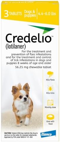 Credelio (lotilaner) Tick & Flea Treatment for Dogs 4.4-6 lbs., 3ct
