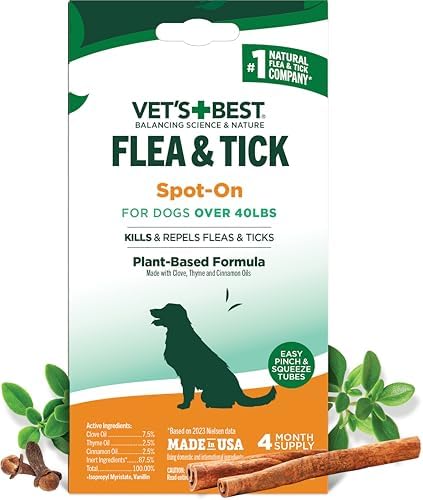 Vet's Best Flea & Tick Drops for Large Dogs, Flea Protection, 4Month Supply