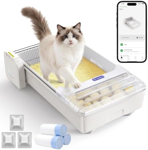 Robotail Open Top Automatic Cat Litter Box with Visible Waste Bin