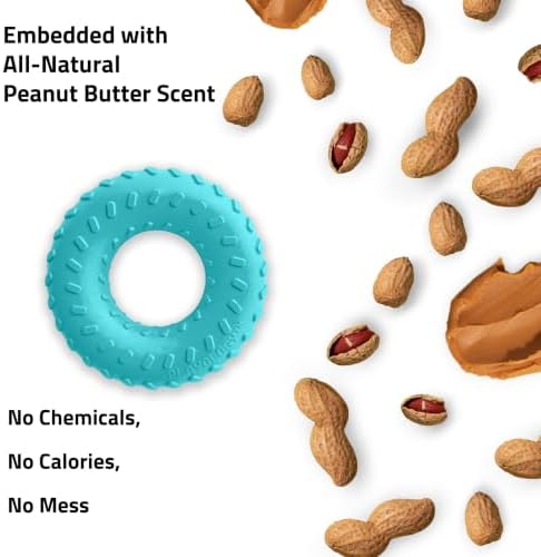 Playology Dual Layer Ring Toy for Aggressive Chewers, Peanut Butter Scent