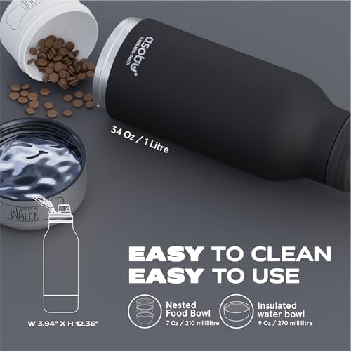 Asobu Buddy Bottle a Stainless Steel Insulated Water Bottle for with Removable Dog Water Bowl and Dog Food and Treat Storage Bowl (Pastel Green, 34 Oz)