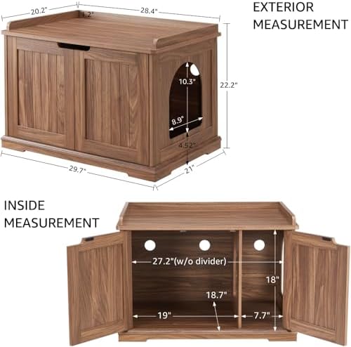 unipaws Cat Litter Box Enclosure Furniture, Hidden Litter Box Cover