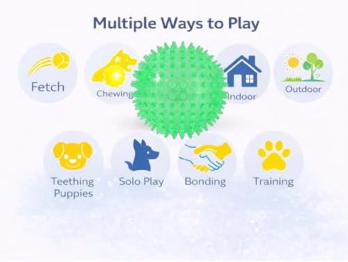 Squeaky Spiky Dog Ball for Teeth Cleaning & Gum Massage 2.5 Inch Small Medium Dogs Green | Spiny TPR Rubber Chew Toy for Fetch Play Interactive Bouncy Dental Ball Durable BPA Free Nontoxic Floats