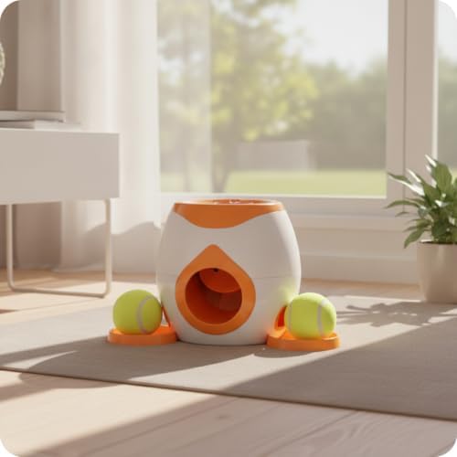 predolo More Pet Toys Boredom Relief Treat Dispensing Toy, Indoor Play Tennis Food Dispenser, Gray