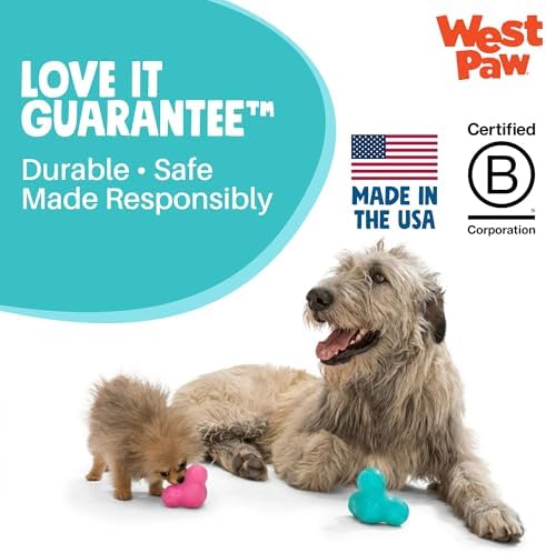 WEST PAW Zogoflex Tux Treat Dispensing Dog Chew Toy – Interactive Chewing Toy for Dogs – Dog Games for Aggressive Chewers, Fetch, Catch – Holds Kibble, Treats, Large 5", Teal