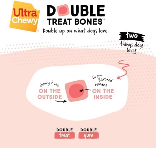 Ultra Chewy Liver Double Treat Bones Dog Treats, 24 Bones