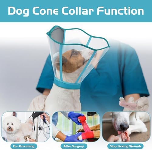 Clear Dog Cone, Elizabethan Collar to Stop Licking for Wound Healing