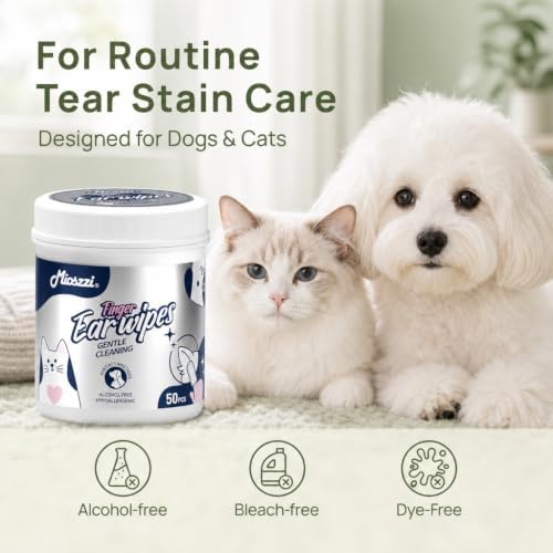 Pet Finger Wipes, Gentle Dog Eye Wipes for Tear Stains, 50 Count